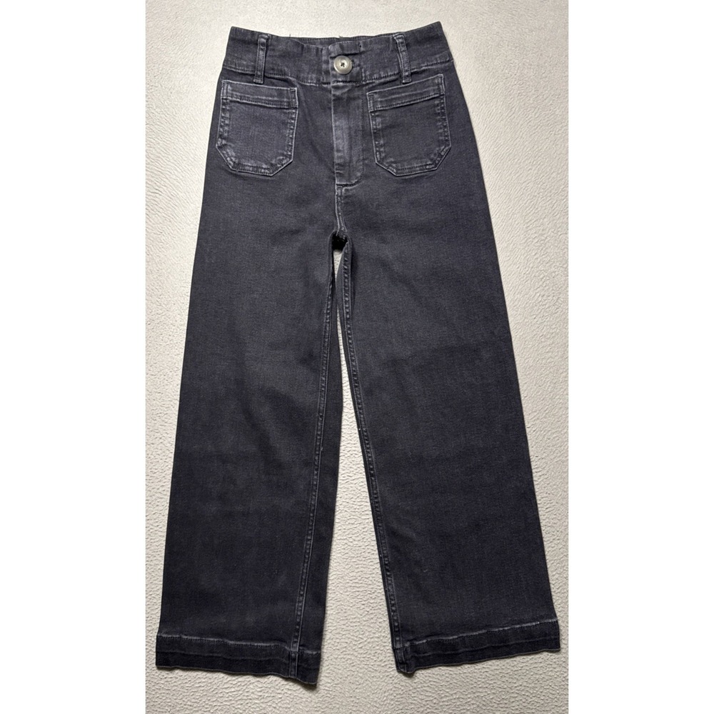 Pilcro Anthropologie The Skipper Jeans Womens Size 24 Black Wide Leg Crop Boho‎